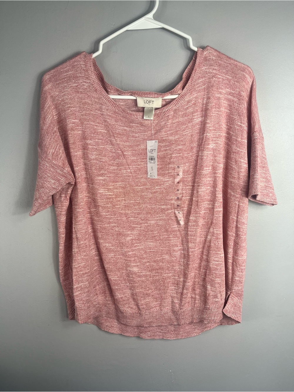 NWT LOFT Heathered Rose Short Sleeve Knit Tee Sz small